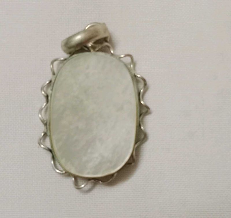 german silver pendent with real stones