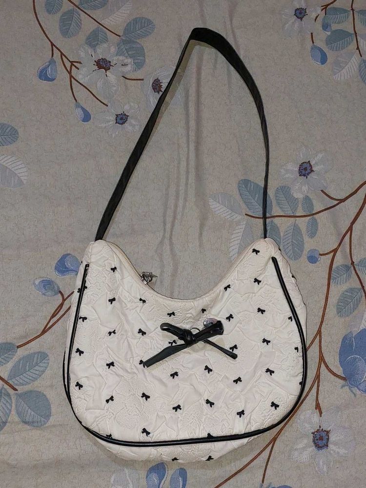 savana white bow shoulder bag