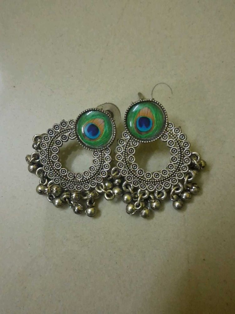 Peacock Feather Jhumka Earrings