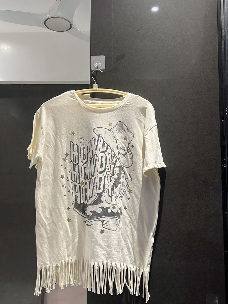 Fringe Trim Graphic T-Shirt