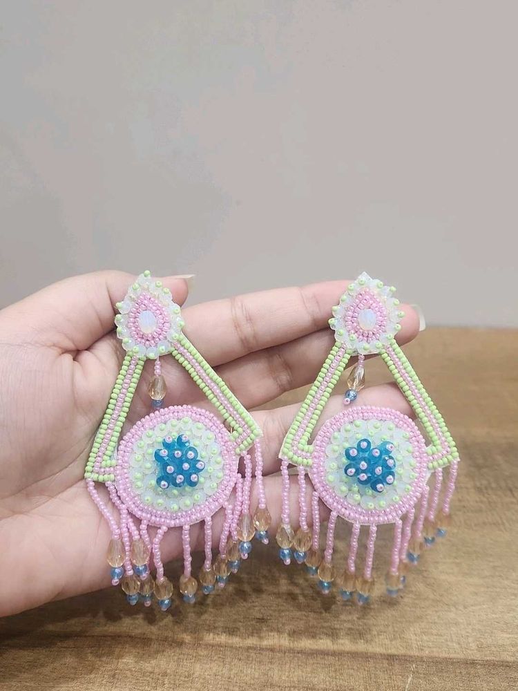 Boho Beaded Chandelier Earrings