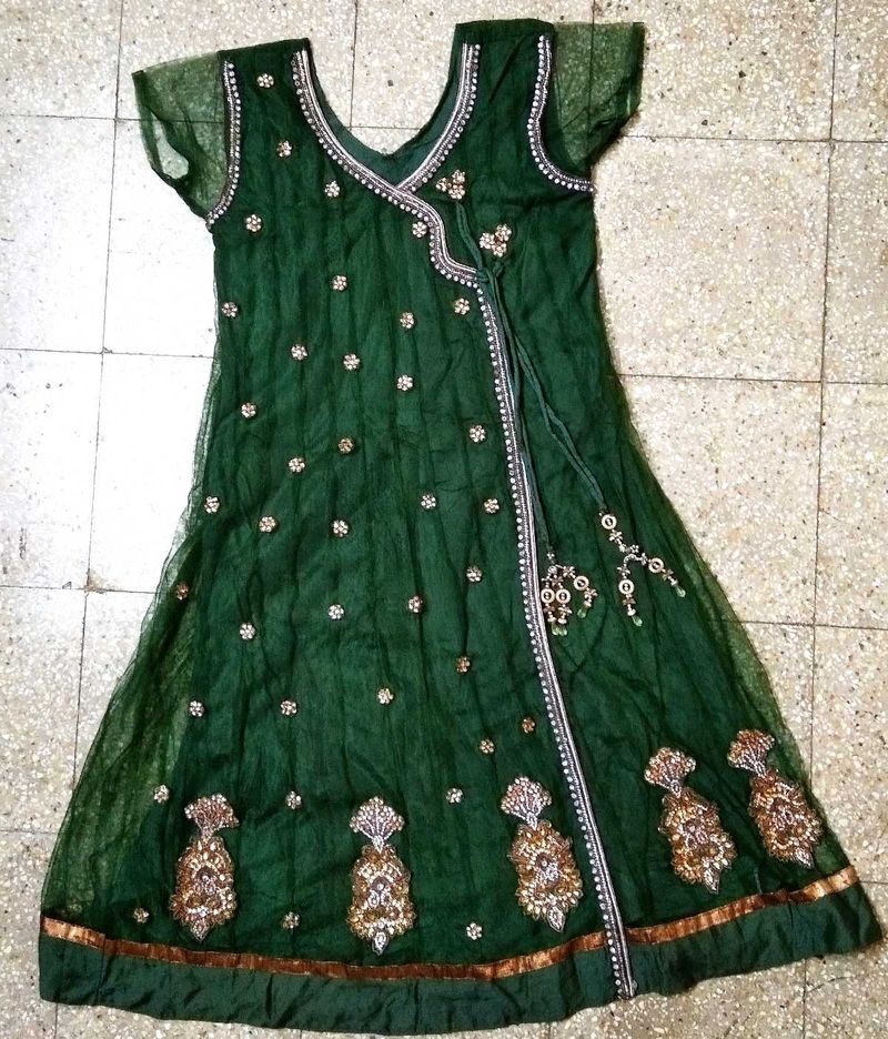 OFFER🔥💚Emerald Green Embellished Ethnic Anarkali