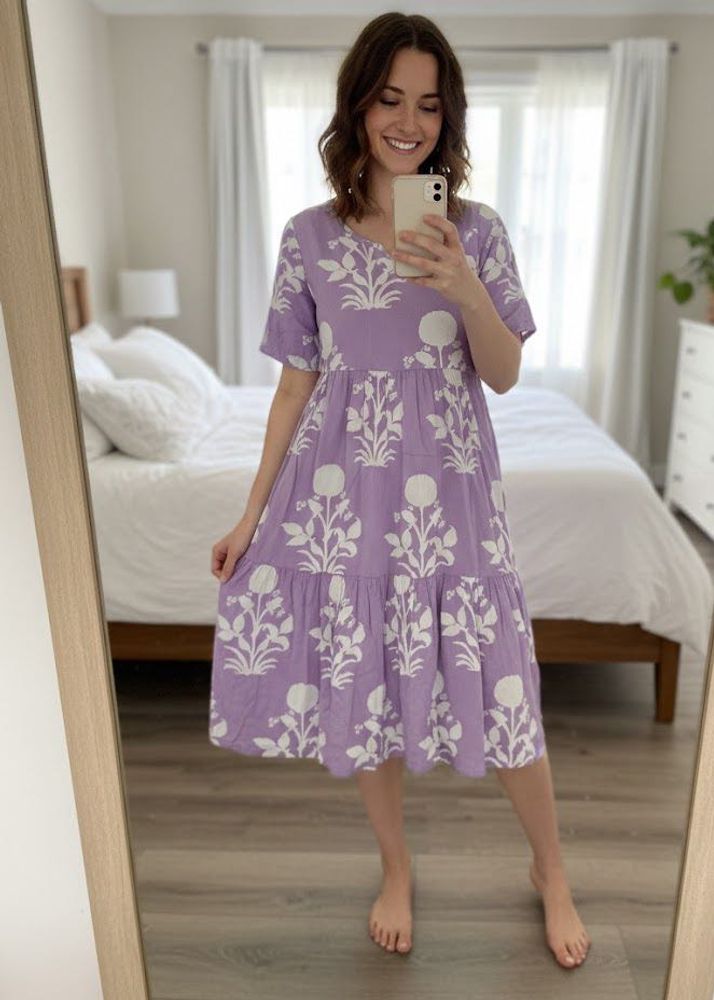Floral Lavender Midi Dress
