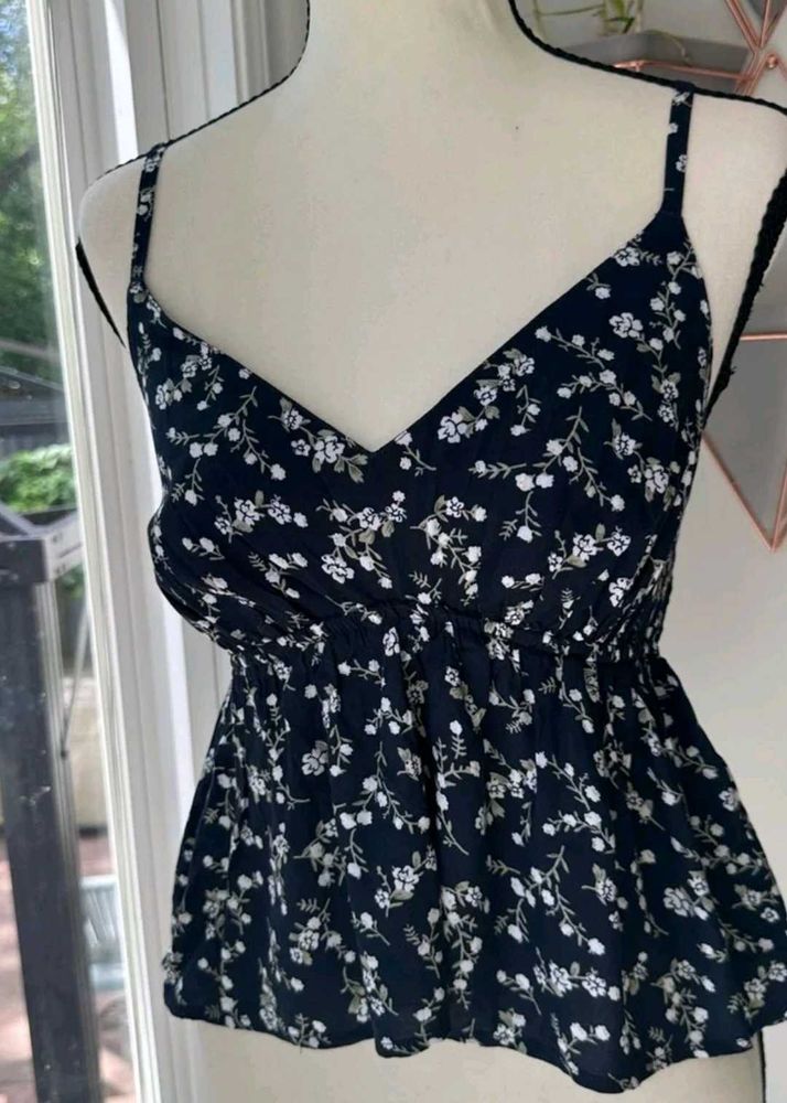 Navy Floral Print Cami Top