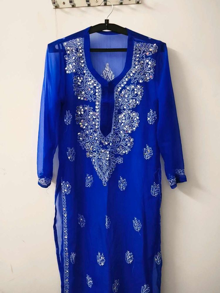 Blue Embroidered Kurta