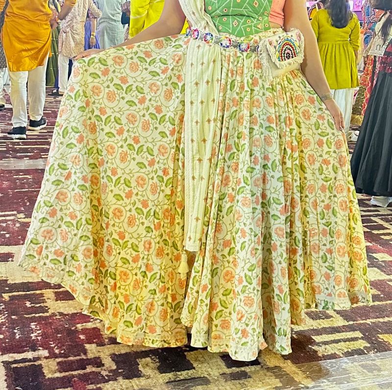 Floral Print Lehenga Skirt