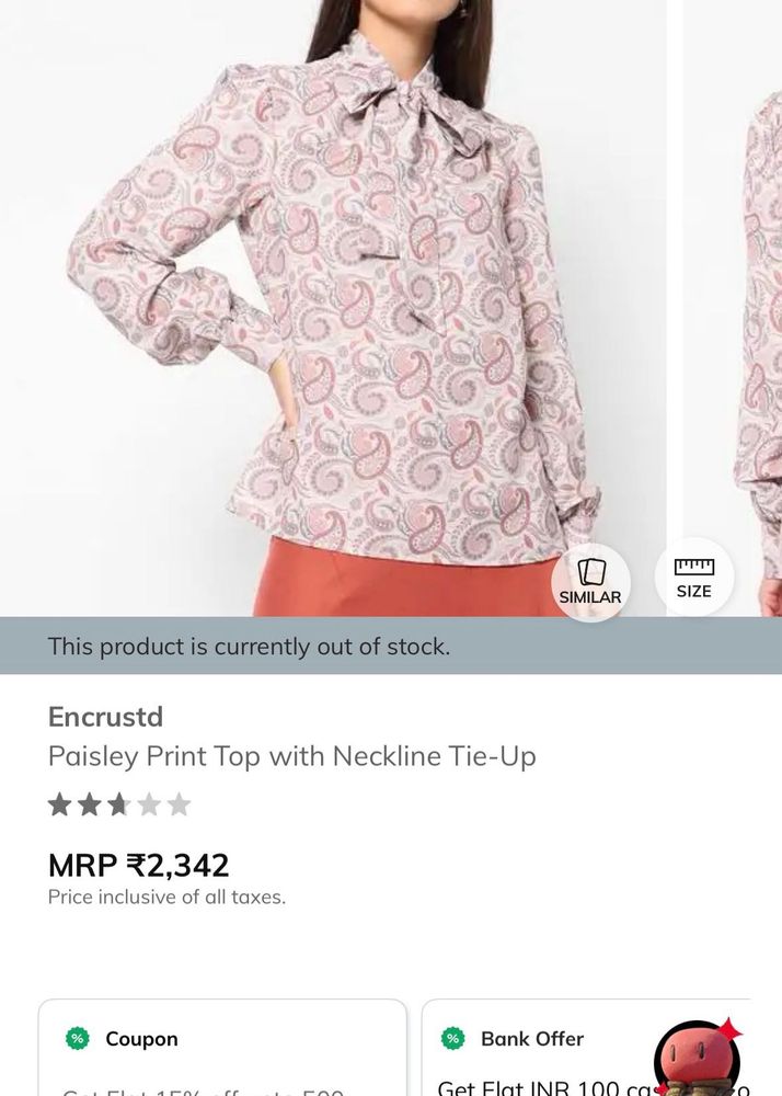 Paisley Print Tie-Neck Blouse