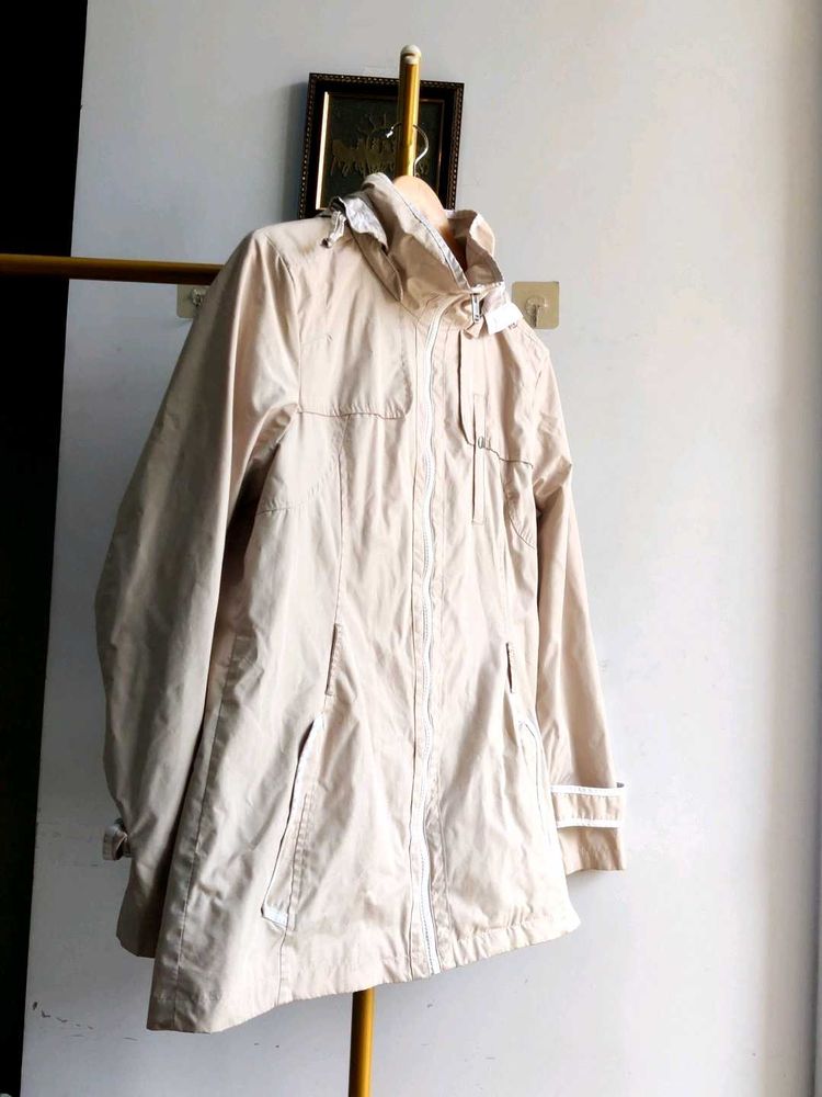 Beige Hooded Lightweight Jacket