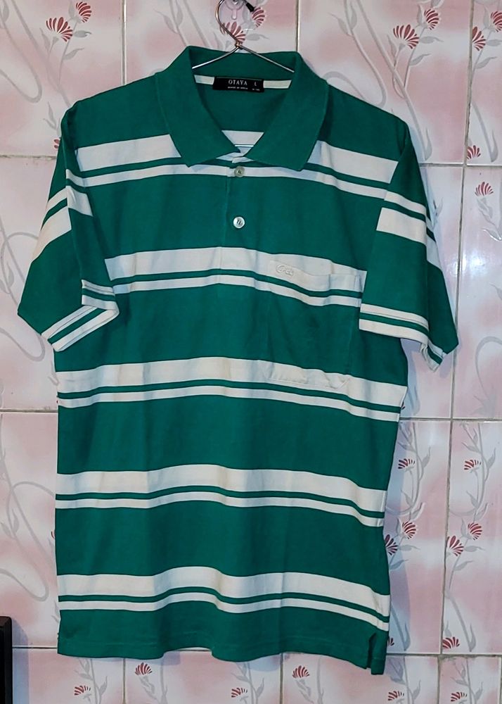 BRANDED GREEN &amp; WHITE T SHIRT