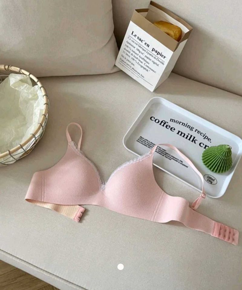 Comfortable Pink Ribbed Bra