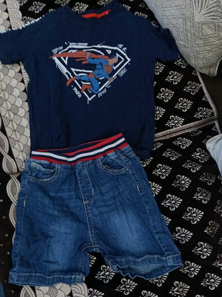 Superman T-Shirt &amp; Denim Shorts Set