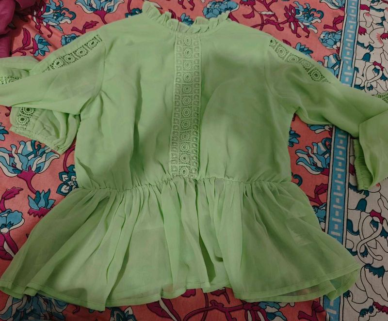 Lime Green Ruffled Top