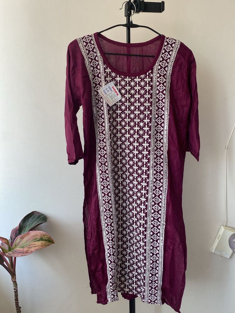 Purple Embroidery Kurti