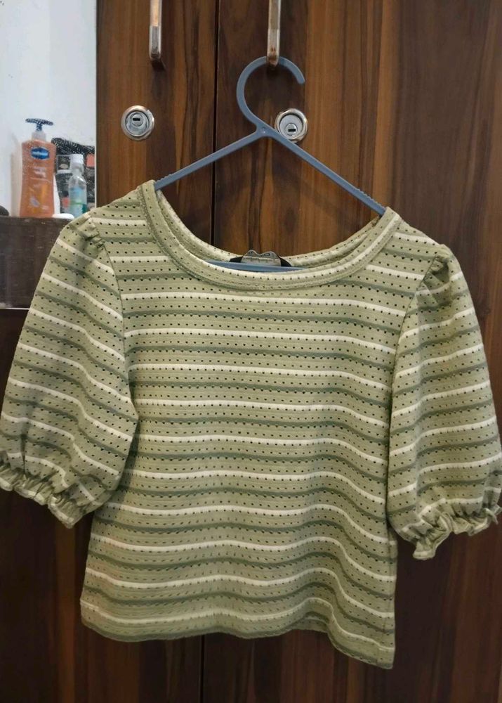 Striped Puff Sleeve Top