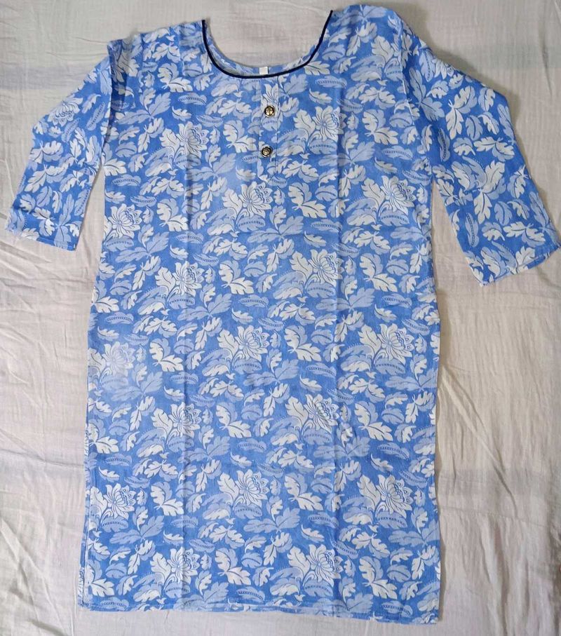 Blue Floral Print Kurta For Women