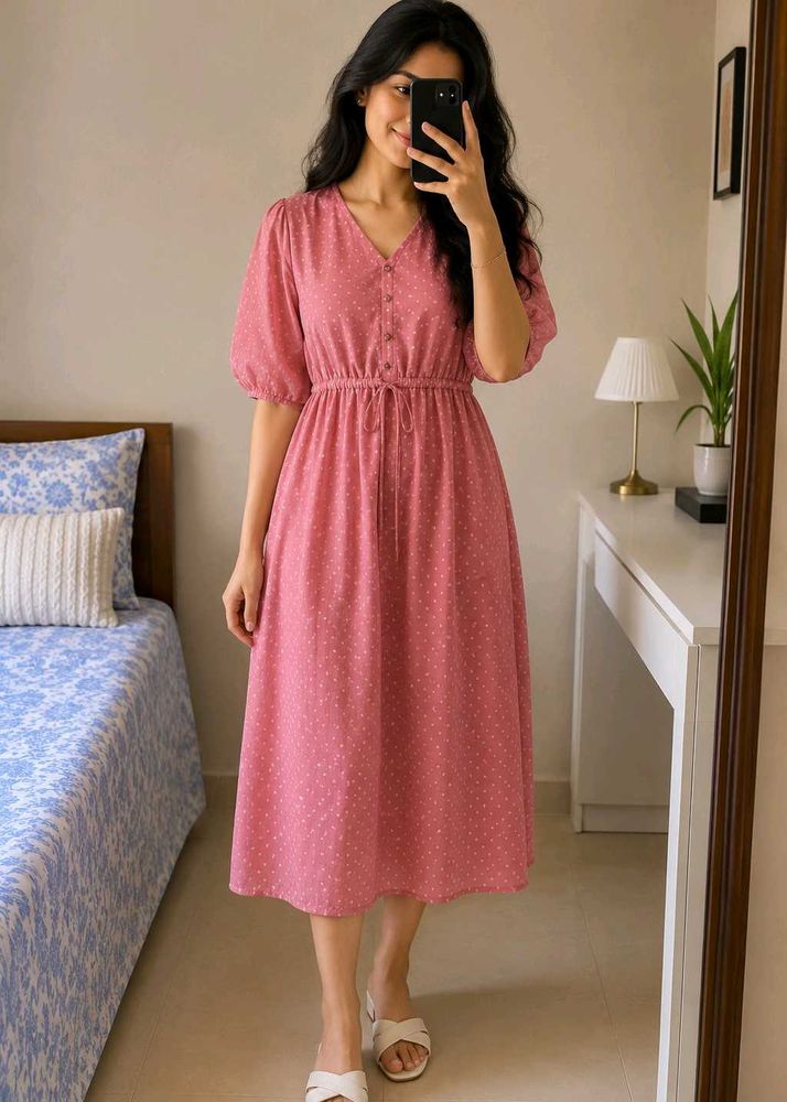 Chic Pink Polka Dot Dress