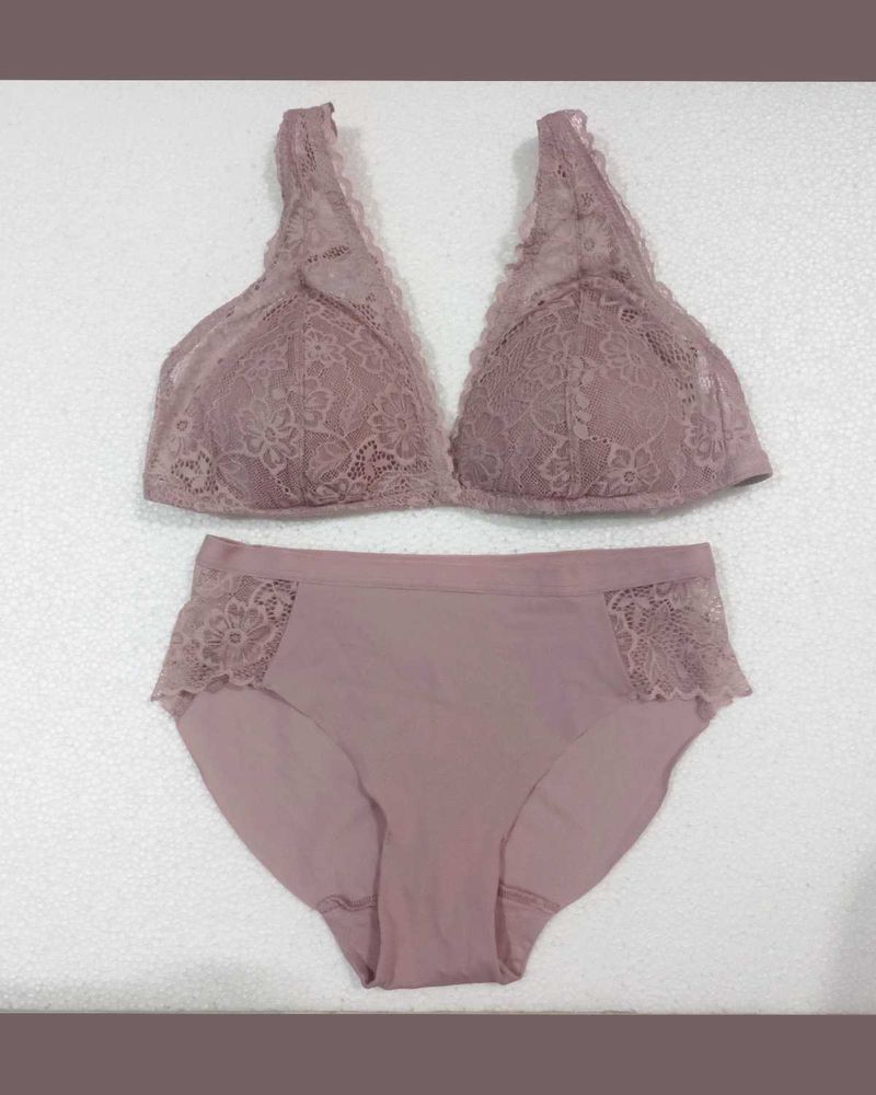 Mauve Lace Co-ord Lingerie Set