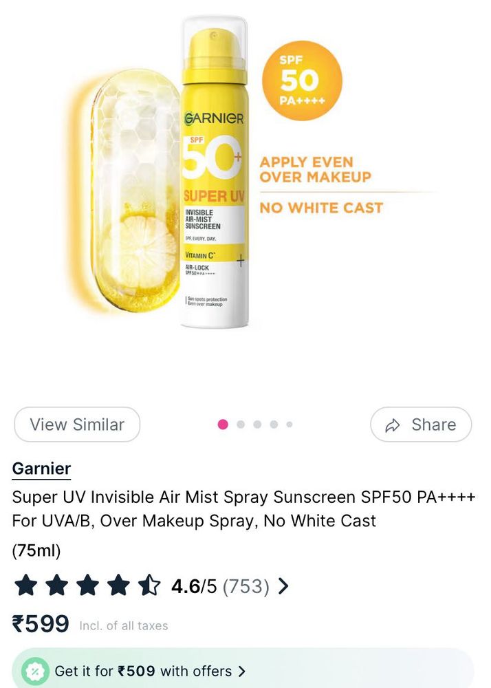 Garnier Super UV Invisible Air Mist Sunscreen