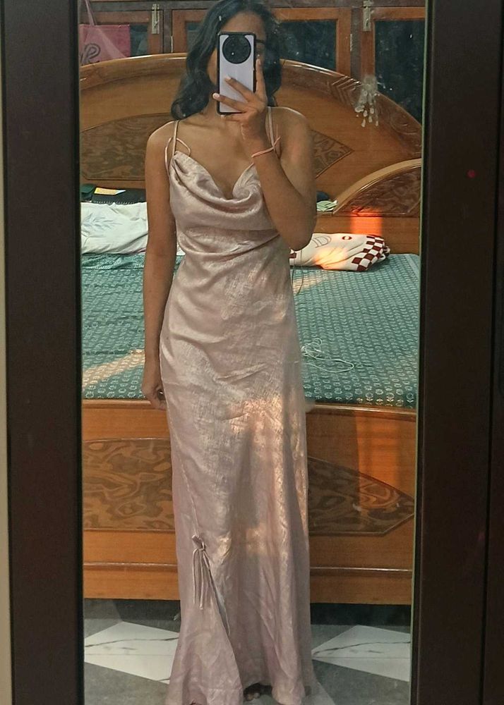 zudio Elegant Satin Maxi Dress