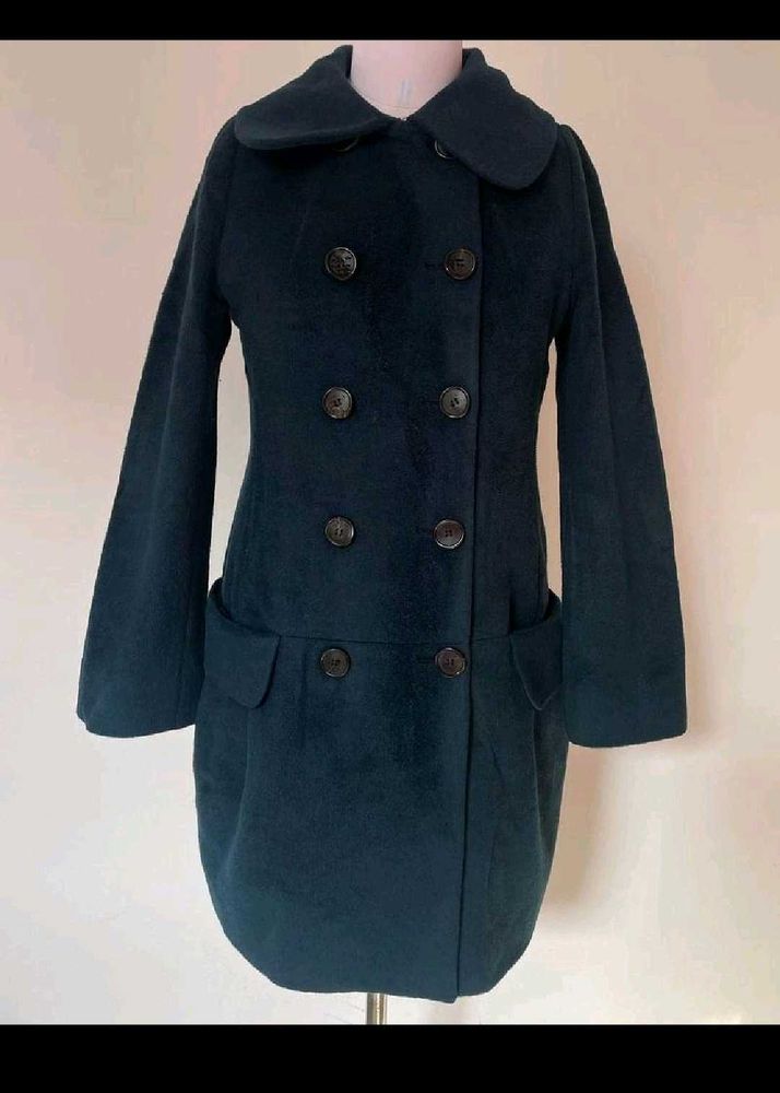Chic Double-Breasted Teal Coat