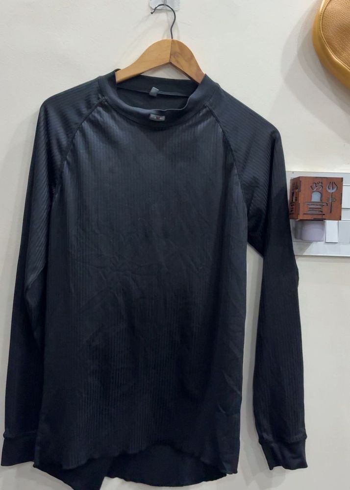 Long Sleeve Black Ribbed Top