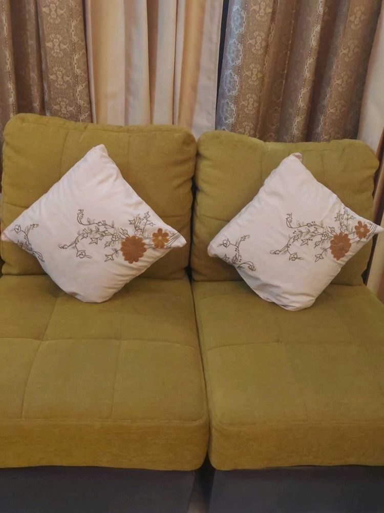 Beige Decorative Cushion Cover w Floral Embroid