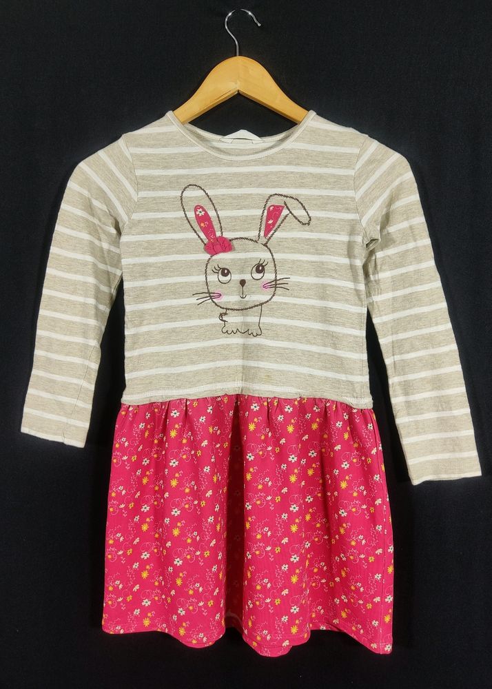 Beige &amp; Pink Printed Dress (Girls)