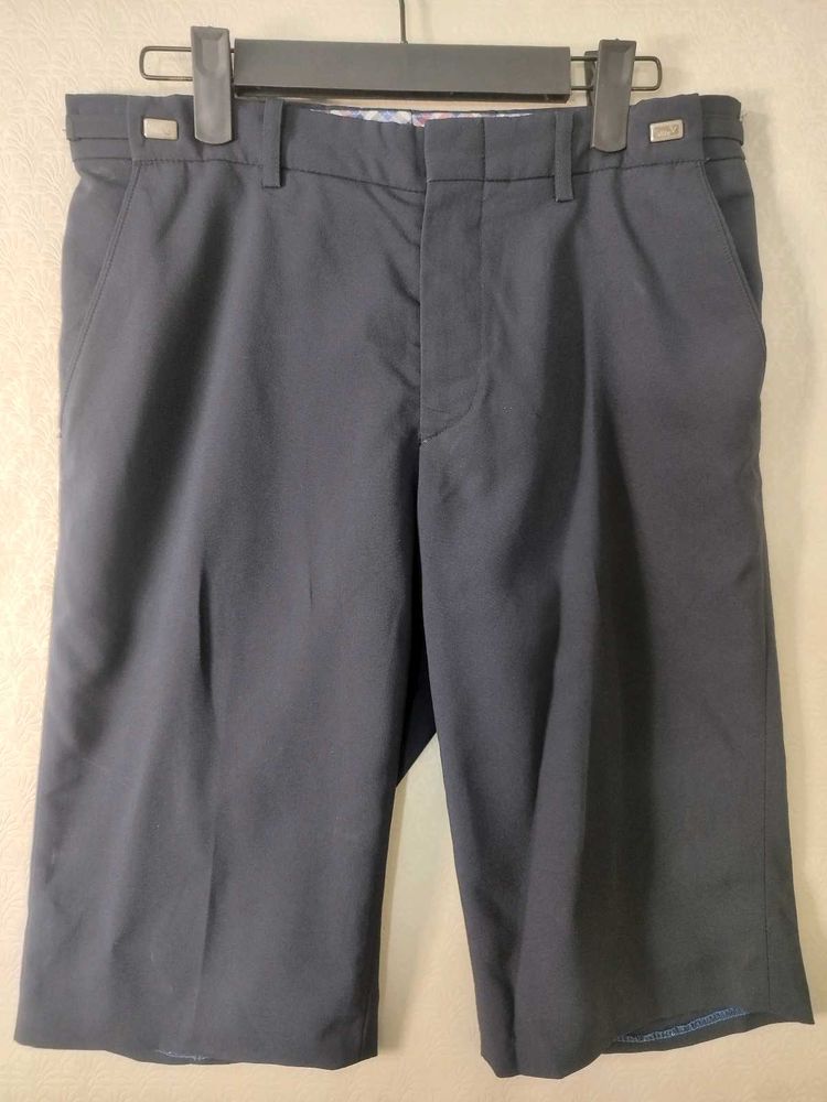 Men's Dark Blue Shorts With Waist Tighteners