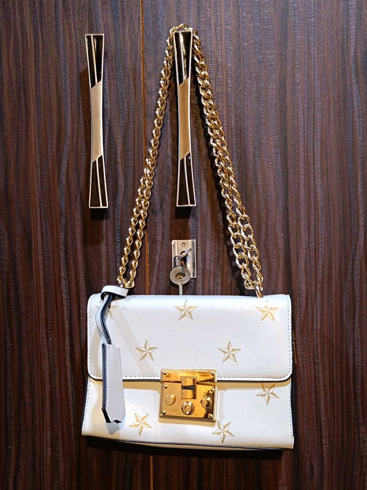 White Star Print Shoulder Bag