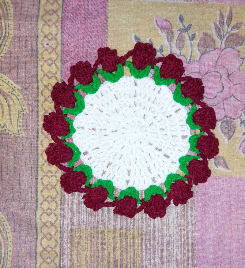 Handmade Crocheted Rose coaster Bouquet