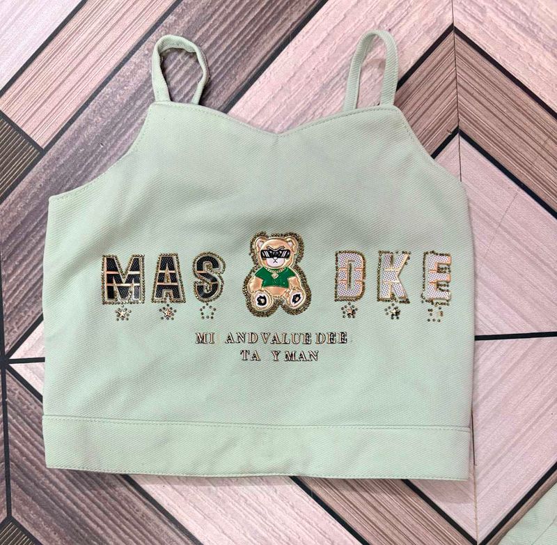 Cute Bear Graphic Crop Top