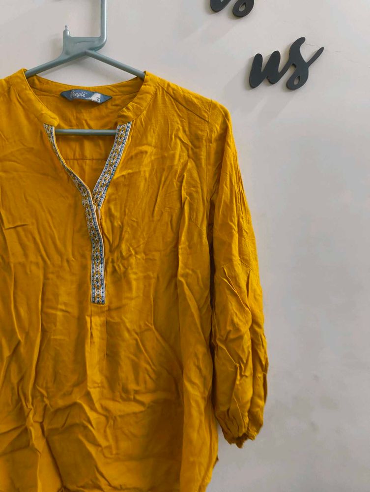 CUTE PUFF HAND SHORT KURTI 💛