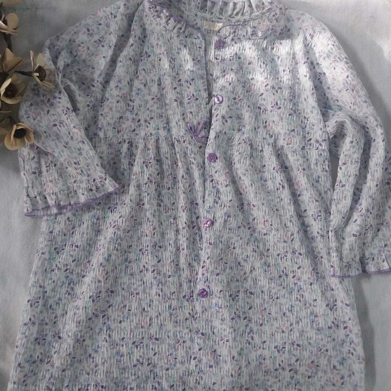 Cute Floral Print Smocked top