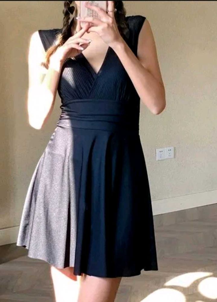 black mini skater dress