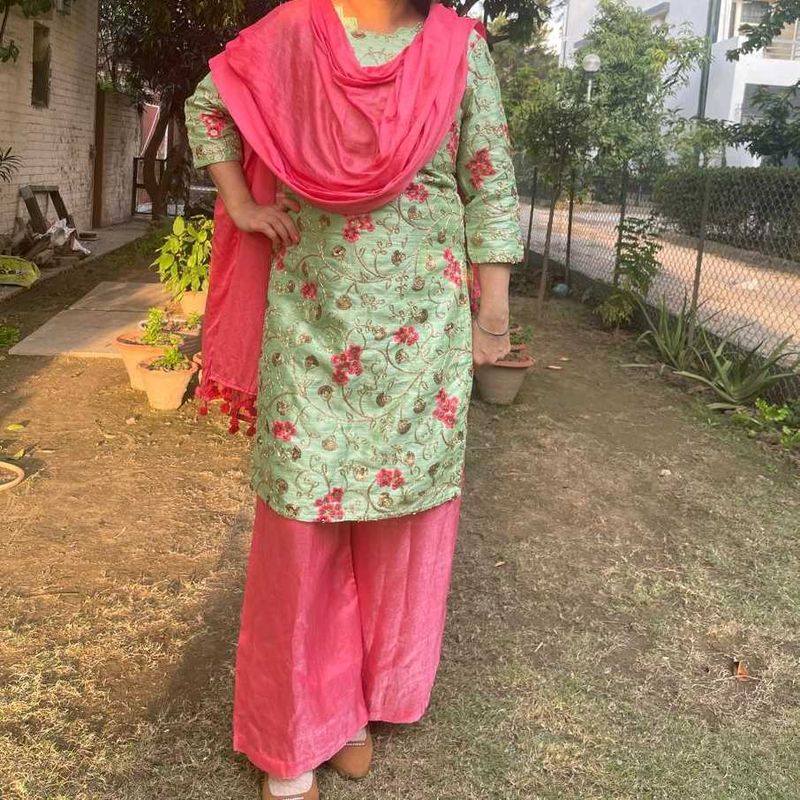 Fully Embroidered Kurta Plazo Set