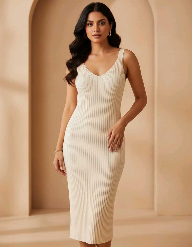 Elegant Knit Bodycon Midi Dress