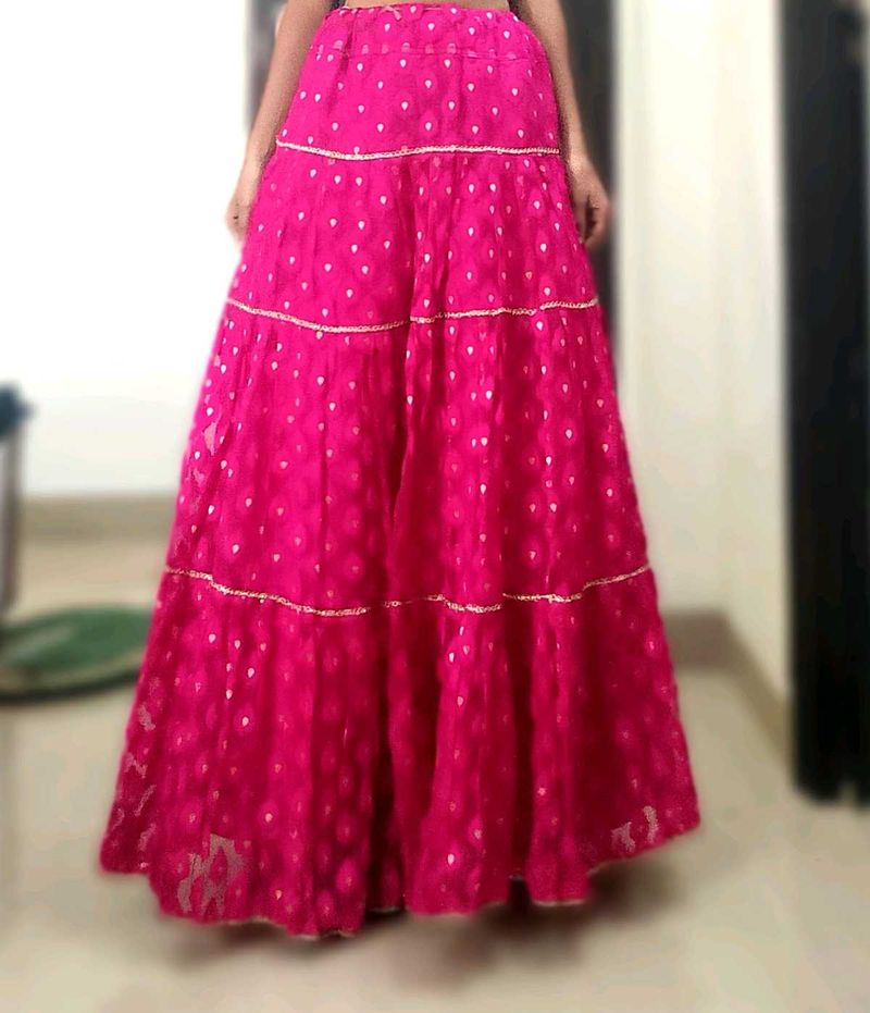 Pink Tiered Maxi Skirt