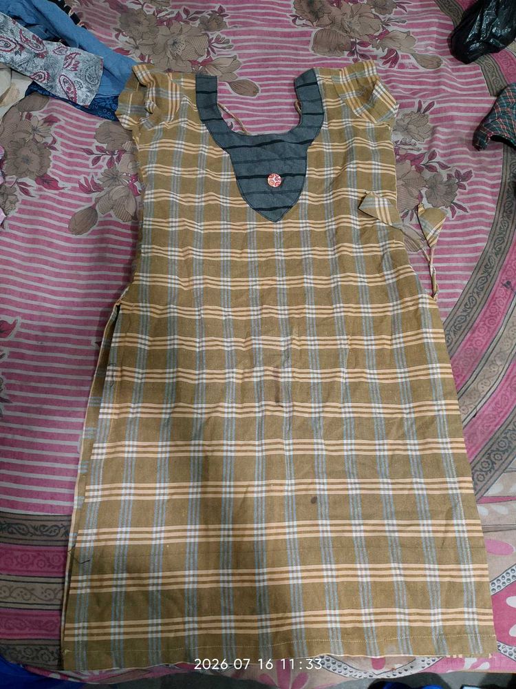 Brown Plaid Kurta