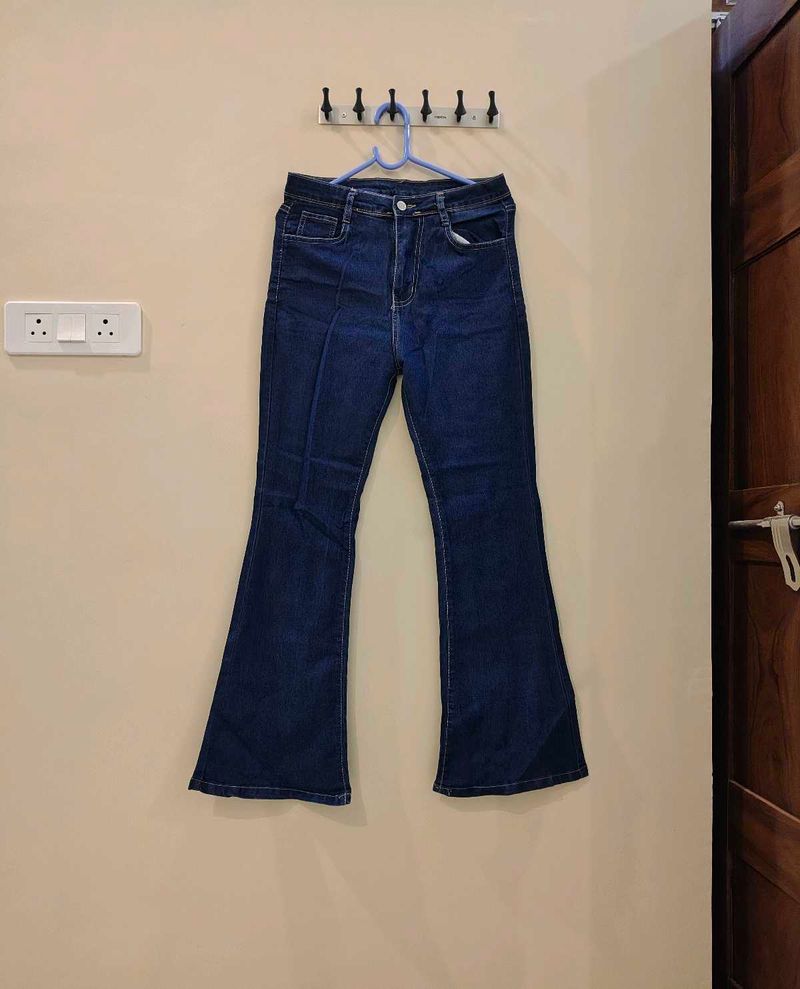Women's Dark Blue Flared Bell-Bottom Jeans