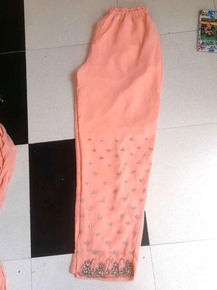 Peach Embellished Salwar Kameez Pants