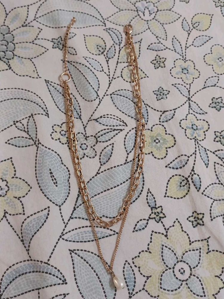 Layered Pearl &amp; rose gold Necklace