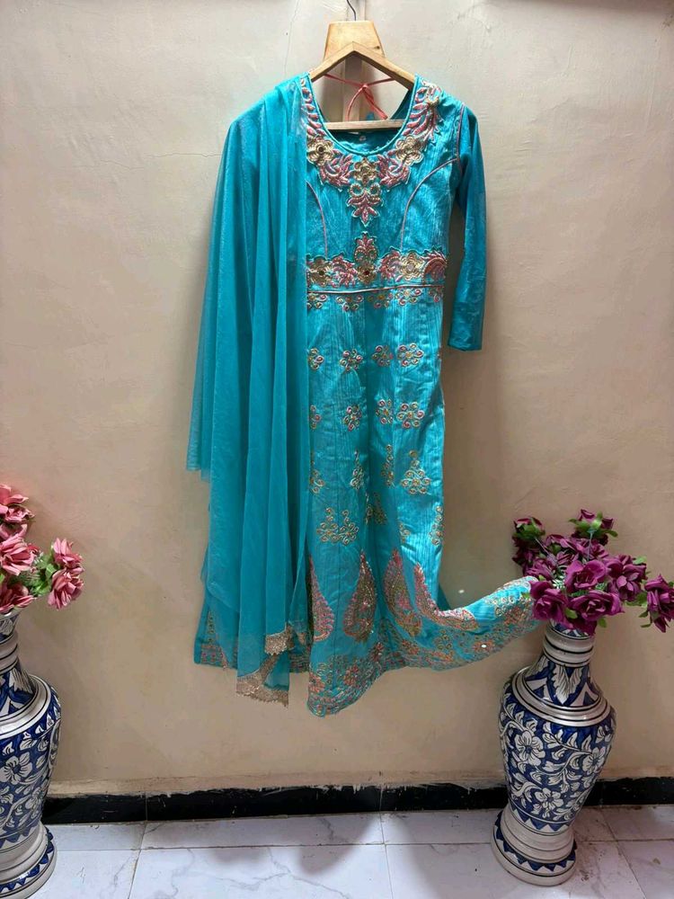 Turquoise Anarkali Gown