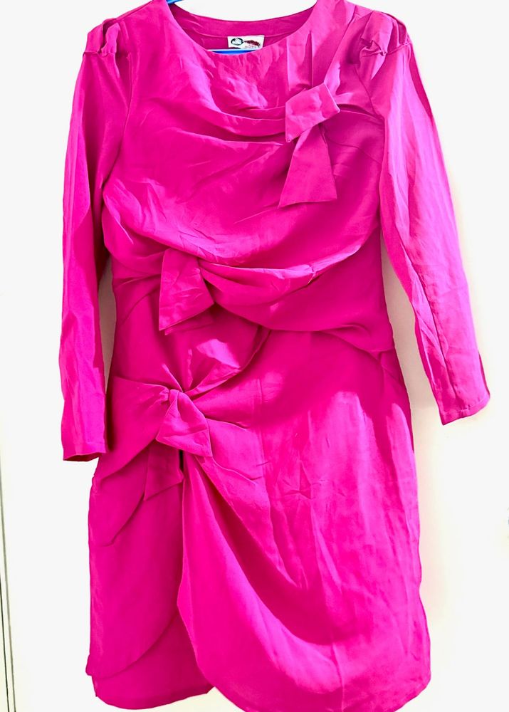 Vibrant Pink Twisted Detail Dress