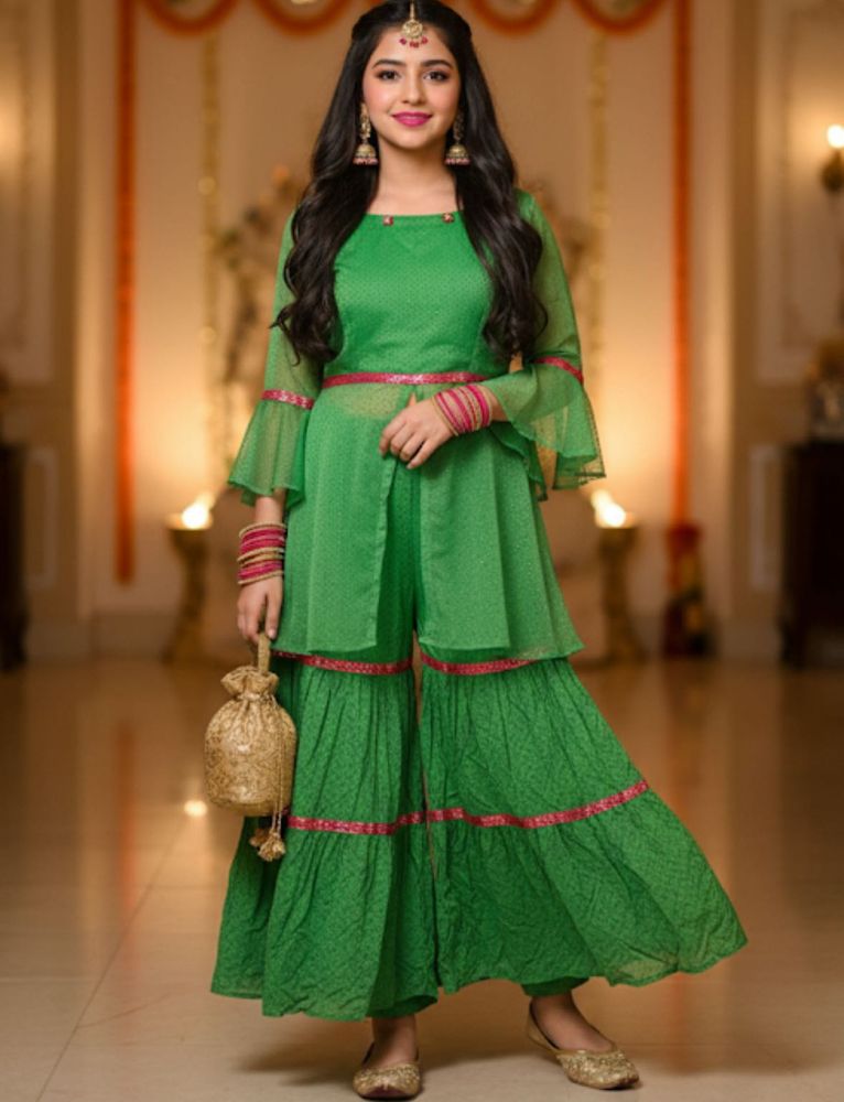 Green Sharara Suit Set