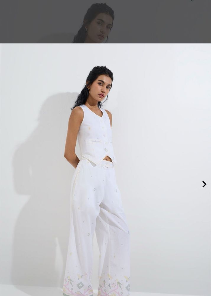 Elegant White Top &amp; Pant Co-ord Set
