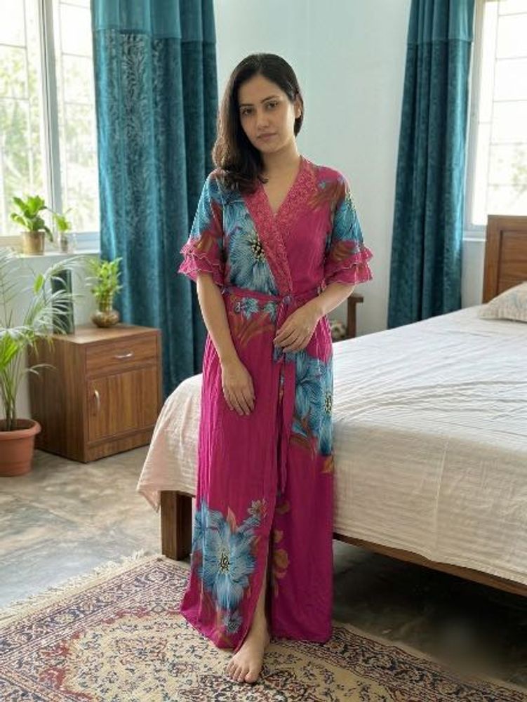 Vibrant Floral Print Robe