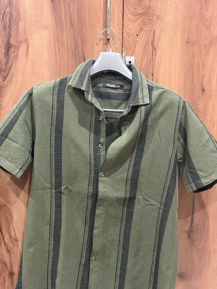 Stylish Olive Green Striped Shirt