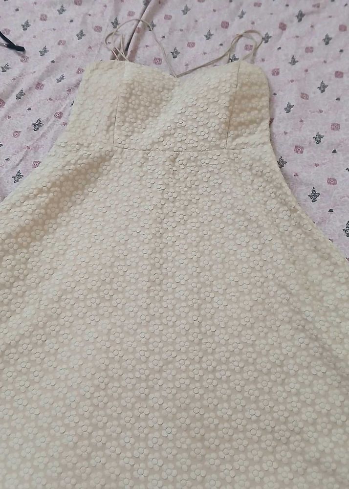 Chic Cream Textured Strappy Dress