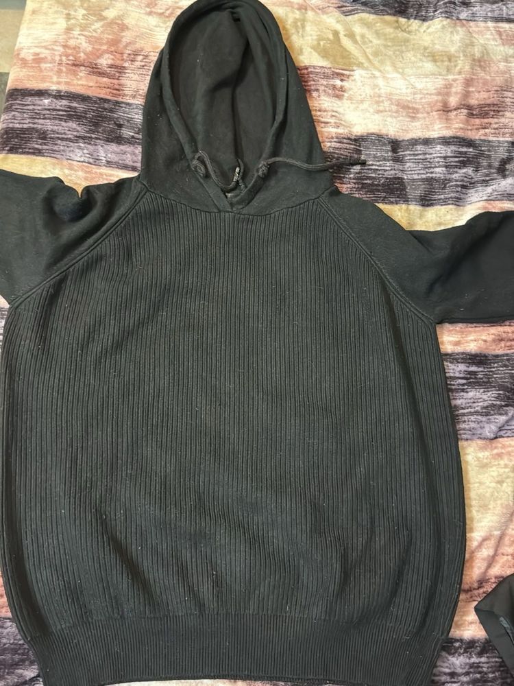 Black Knit Hoodie