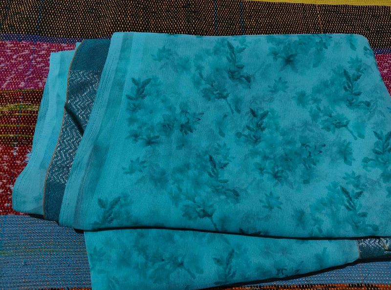 Beautiful Teal Floral Saree